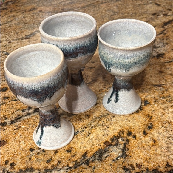 Set of Three Ceramic Goblets - Picture 1 of 5